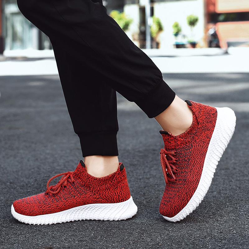 Men's Fashion Breathable Sports Flyknit Mesh Shoes Outdoor Hiking Shoes Tourism Walking Socks Shoes