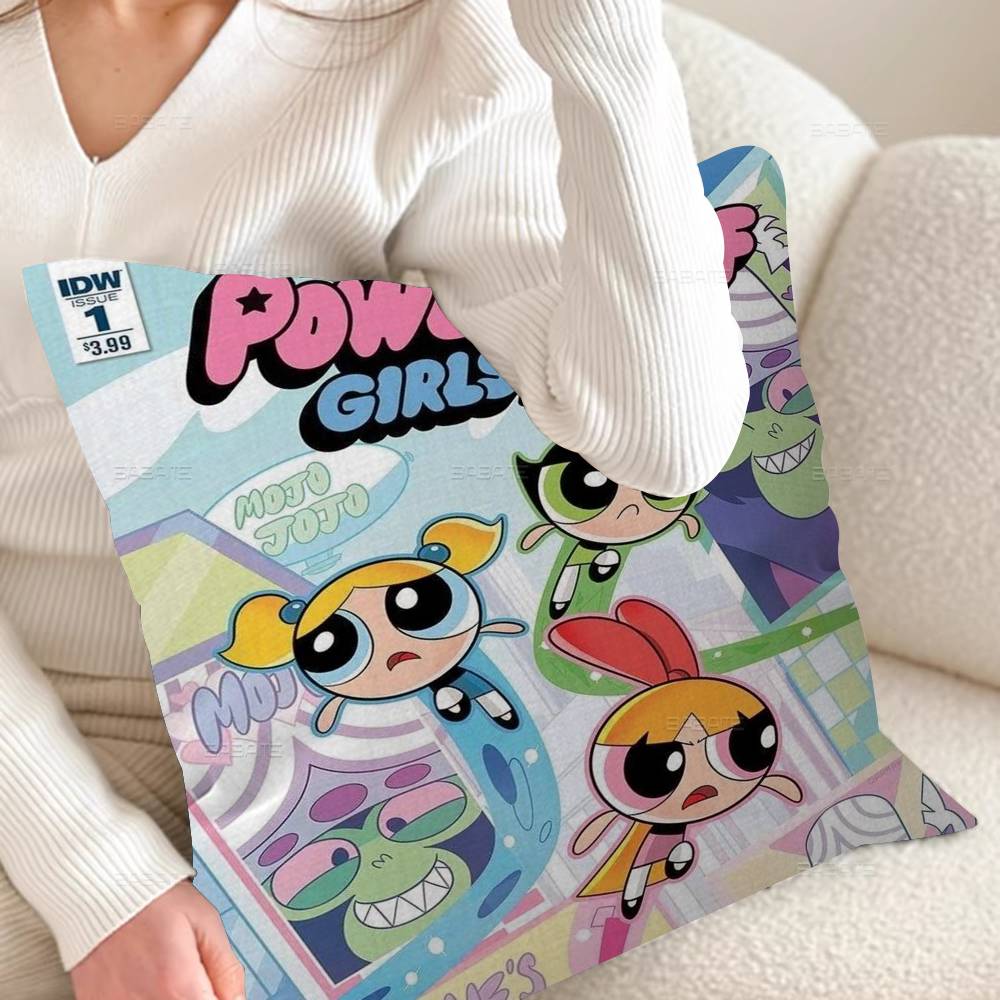 

PPowerpuff Anime GGirls Cushion Cover Inches Farmhouse Decor Home Throw Pillow Covers for Couch Decorations 30x30 cm