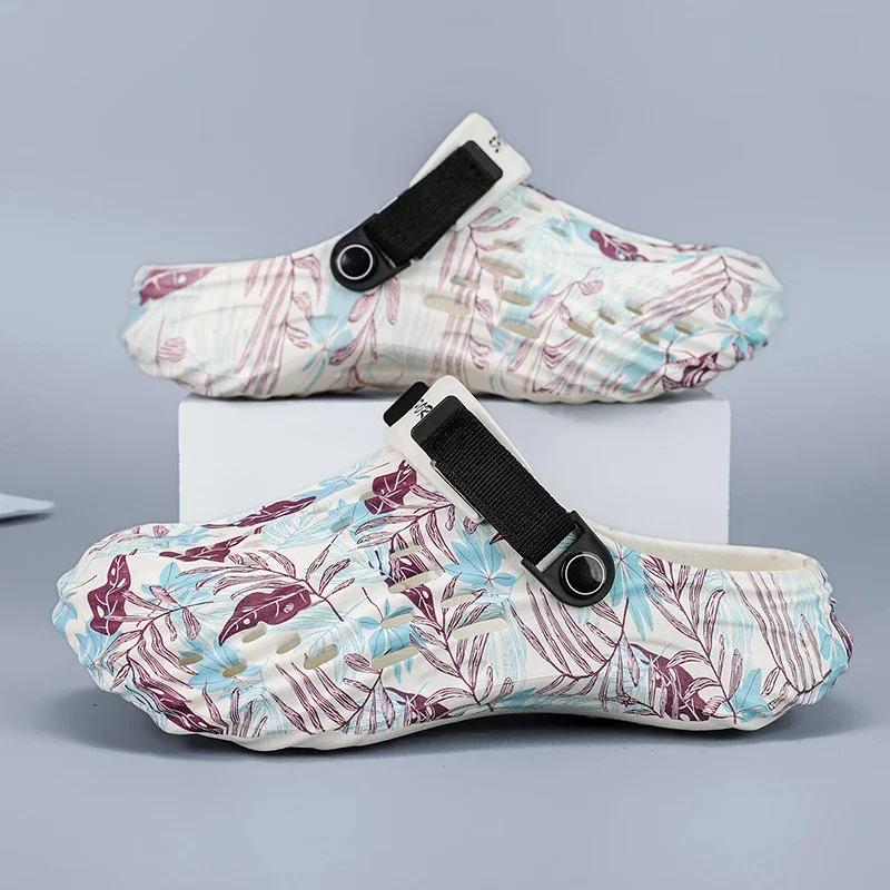 Summer Men Sandals Clogs Outdoor Garden Clogs Hole Shoes Male Casual Shoes Water Shoes Comfort Home Soft Slippers Plus Size 47