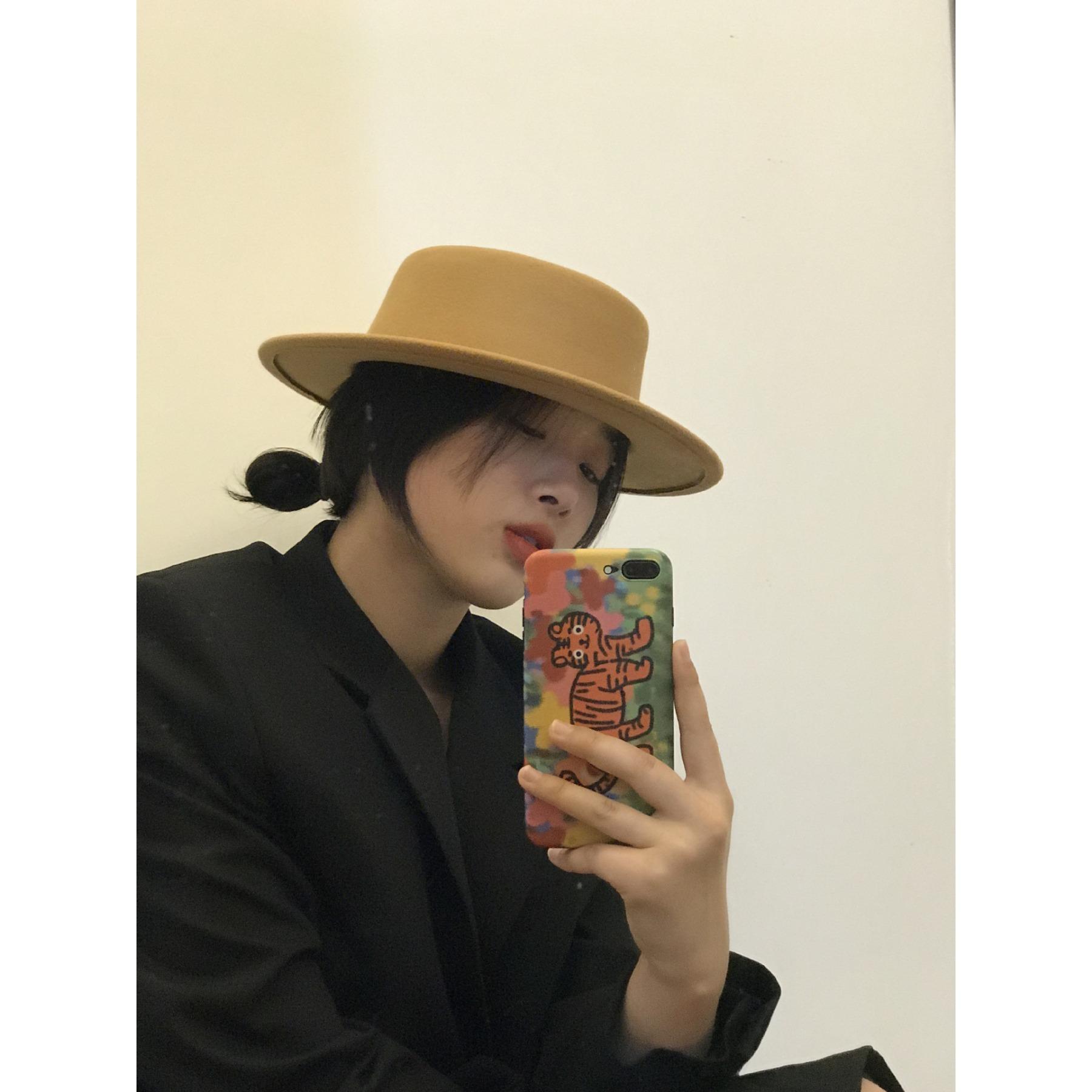 

Специальное предложение на шерстяную шляпу с плоским верхом, с большими полями, универсальную фетровую шляпу, женскую французскую ретро-шляпу