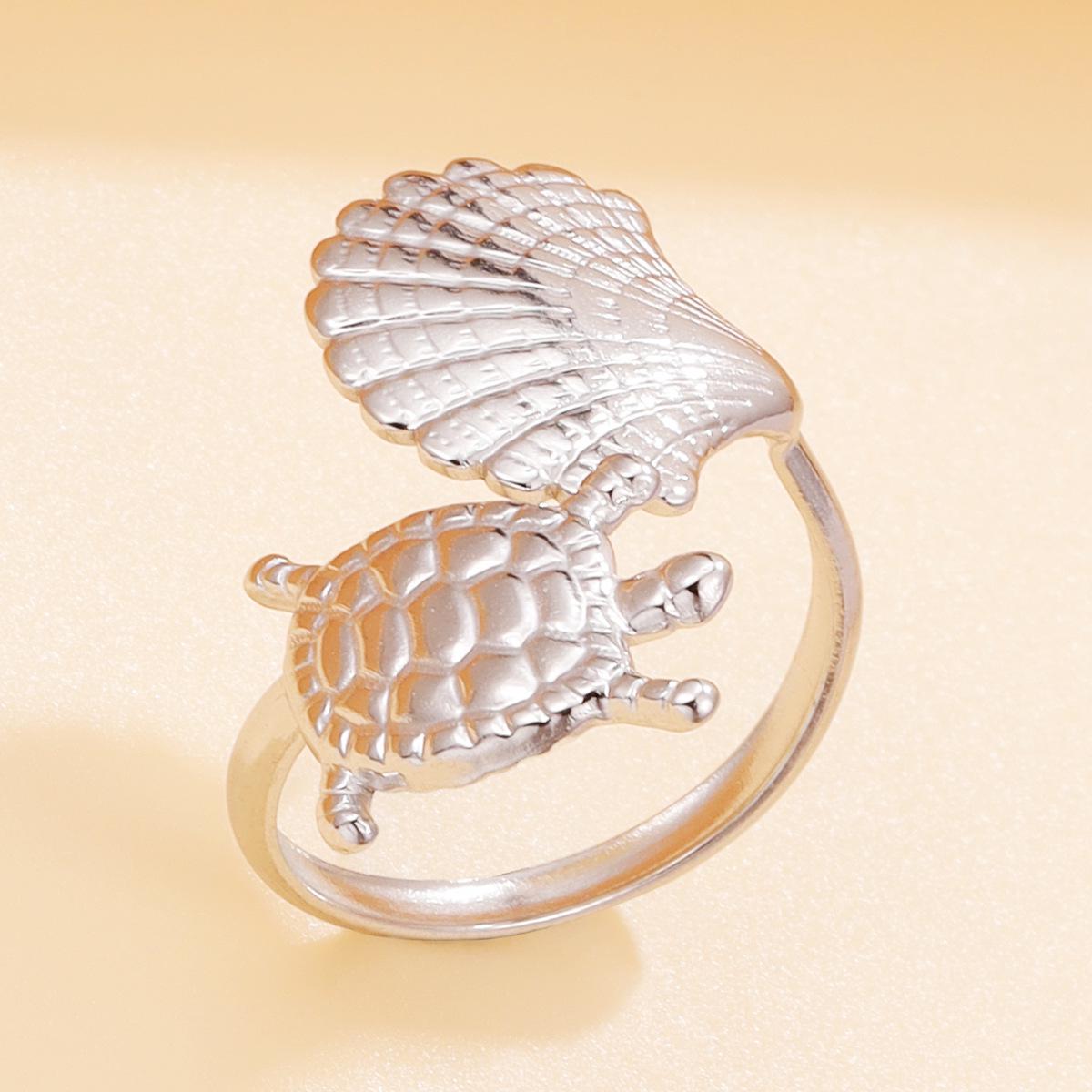 European and American Resort Style Sea Turtle Ring - 18K Gold Plated Stainless Steel