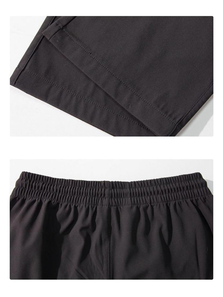 2025 Men's Casual Black Outdoor Sports Pants - Straight, Solid Color, Ideal for Spring & Autumn Activities