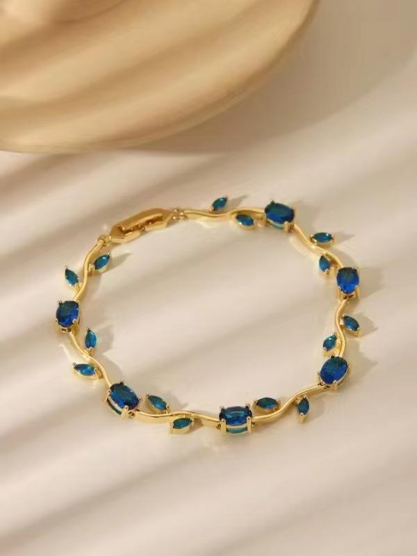 2026 Europeu e Americano Design Simples Forma de Folha Temperamento Nicho Versátil Banhado a Cobre Ouro 18k Cor da Pulseira