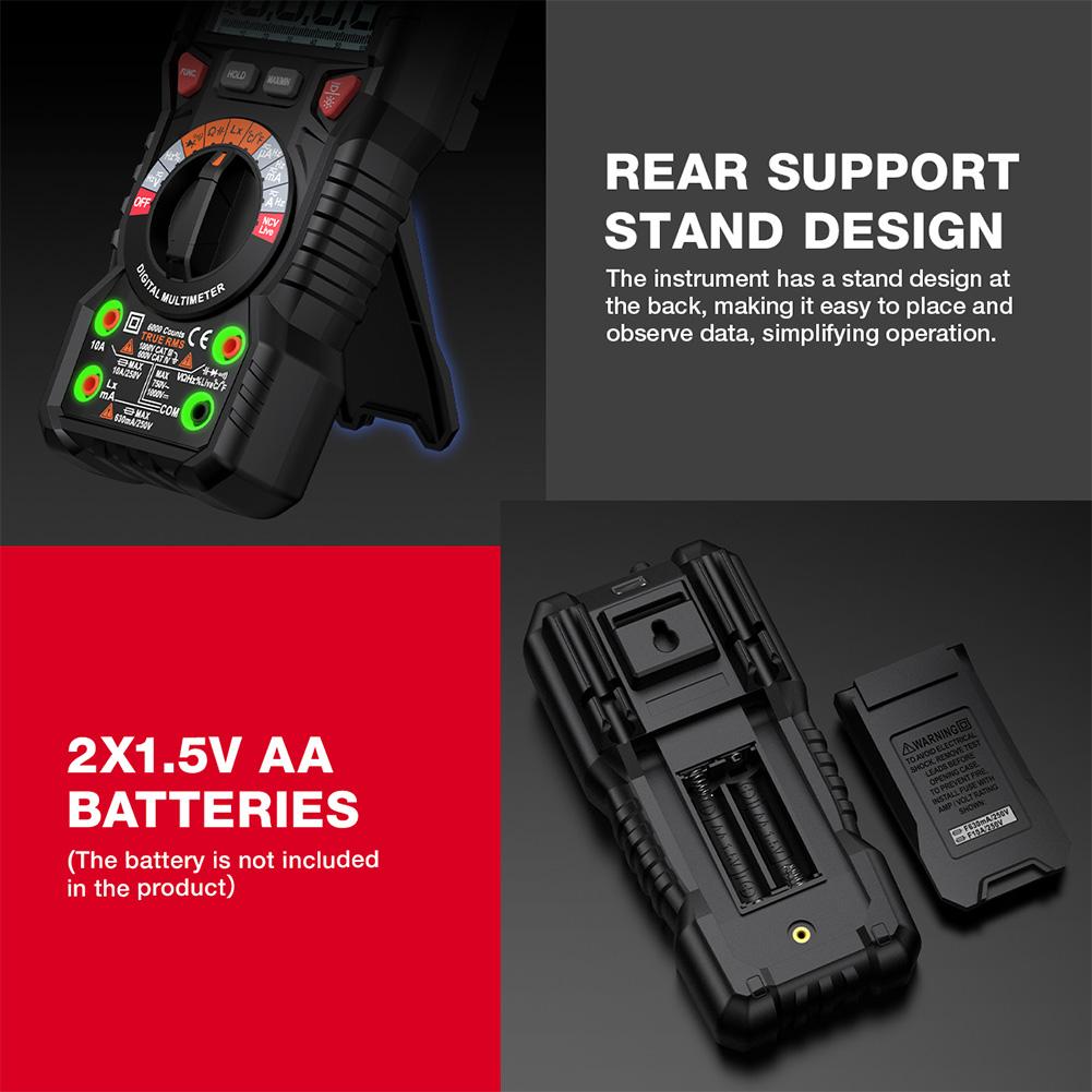 Digital Multimeter 6000 Counts DC/AC Ammeter Voltmeter Non Contact Voltage Detector LCD Voltage Current Tester Electrician Tools