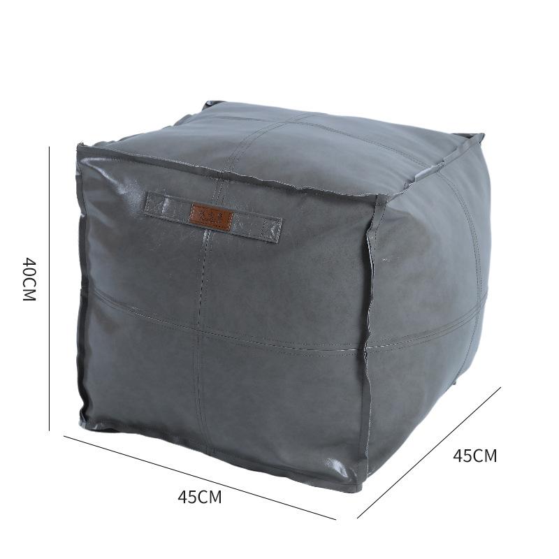 Unstuffed Pouf Cover No Filling Cushion Cover Oil Wax Leather Footstool Lazy Floor Futon Bedroom Decor Foot Stool Ottoman Cover