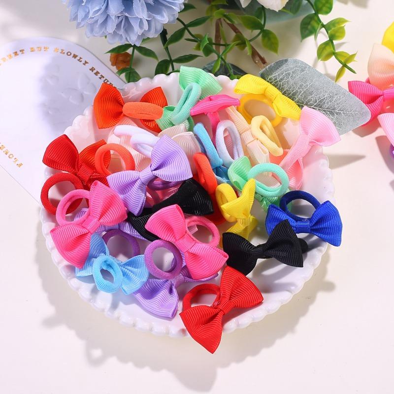 10/20/30/40pcs Cute Bow Elastic Non-slip Hair Ties | Suitable for All Occasions: Festive Photography, Fun Soft Hair Accessories
