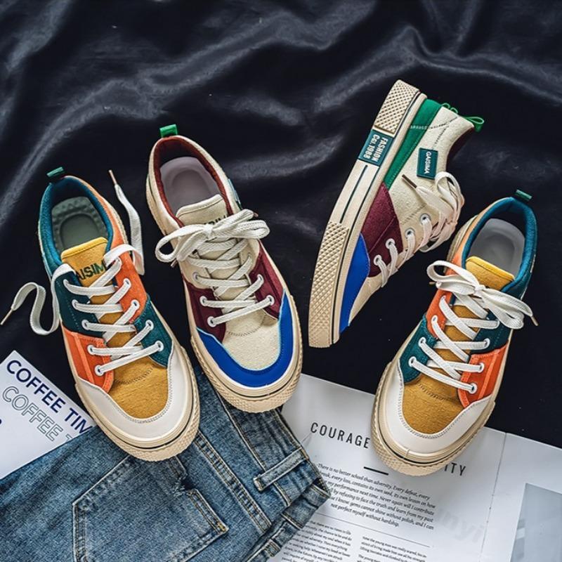 Men Colorful Canvas Casual Shoes Couple Board Shoes Summer Fashion Sneakers Fashion Men Comfort Flat Vulcanized Shoes Breathable
