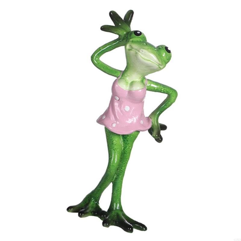62KD Garden Frogs Figurines Decoration Funny Resins Frogs Sculpture Statue for Home Office