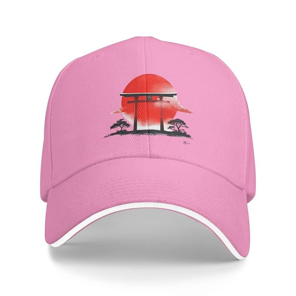 Japan Flag Japanese Torii Gate Rising Sun Minimalist Art  Baseball Cap Trendy Unisex Unisex Trucker Hat Sun-Proof Snapback Cap