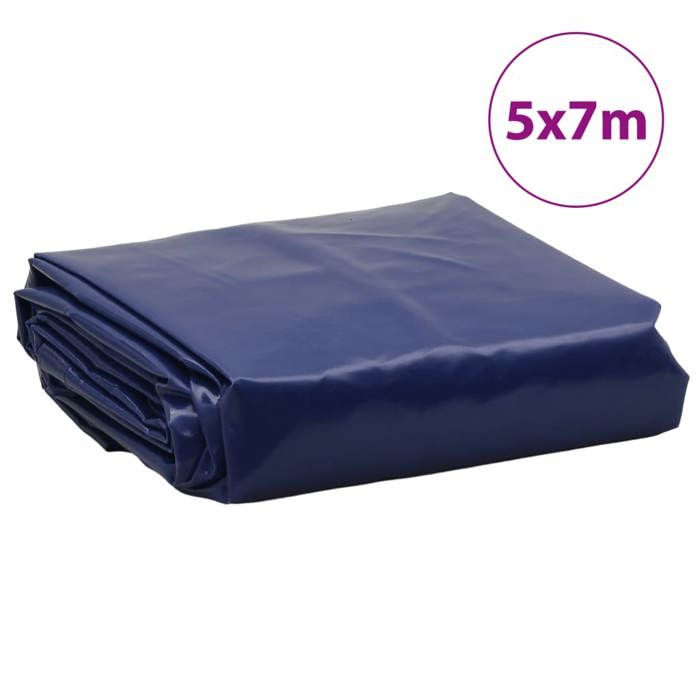 VidaXL Bâche, Couverture de Toit avec Oeillets Métalliques, Bâche de Protection Résistante aux UV Jardin Extérieur, Bleu 5x7 156064