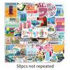 50-Pack Singapore Cartoon Scenery Waterproof Stickers for Travel Journals