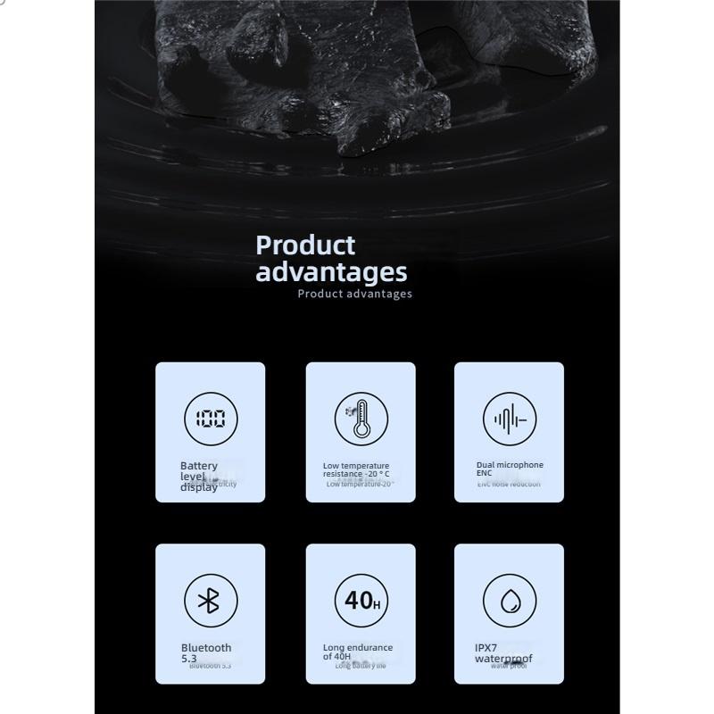 Sports Cycling Bluetooth 5.3 Earphones, Ear Hook Design ENC Noise Reduction Waterproof