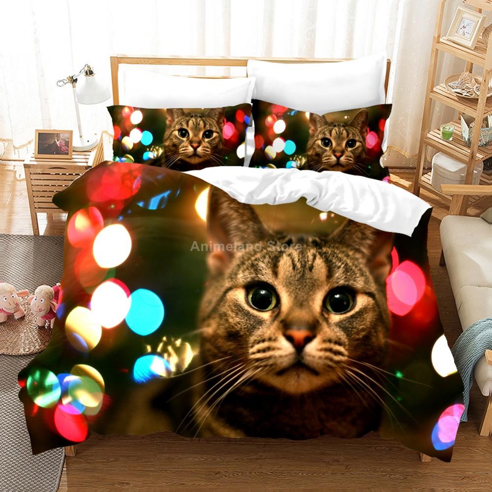 Comforter Single/Queen/King Size Modern Luxury Cute Cats & Flower - Themed Bedding Set With Ideal For