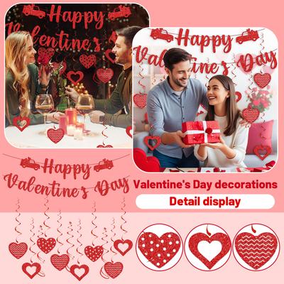 Nuevo Set de Decoración para Fiesta de San Valentín, Banderines de San Valentín, Etiquetas Espirales de Corazón
