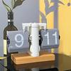 Turning Clock, Flip Desk Retro Table Mechanical Clock for Living Room,