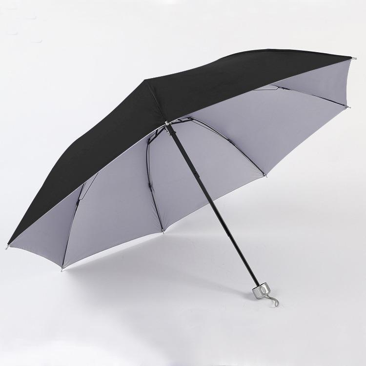 Silver Triple-Fold 7-Rib UV-Protection Sunshade Umbrella with Custom Printing