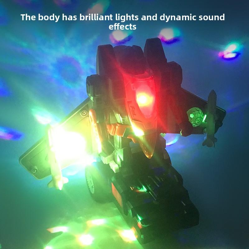 Electric Universal Walking Fighter Automatic Cycle Deformation Robot Toy with Color Lights