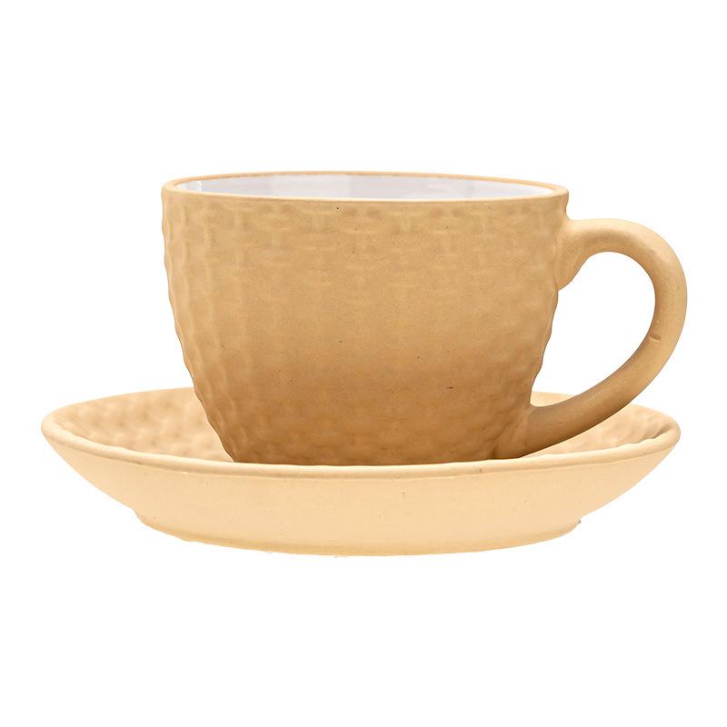 Coffee Cup Nordic Style Woven Pattern Cup Saucer Ceramic Cup Mug Mug Household Afternoon Tea Cup Kit Water Cup