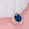JewelryTop   Copper Elegant Blue Crystal Necklaces Rings for Women Luxury Fashion Party Wedding Jewelry Sets Gift