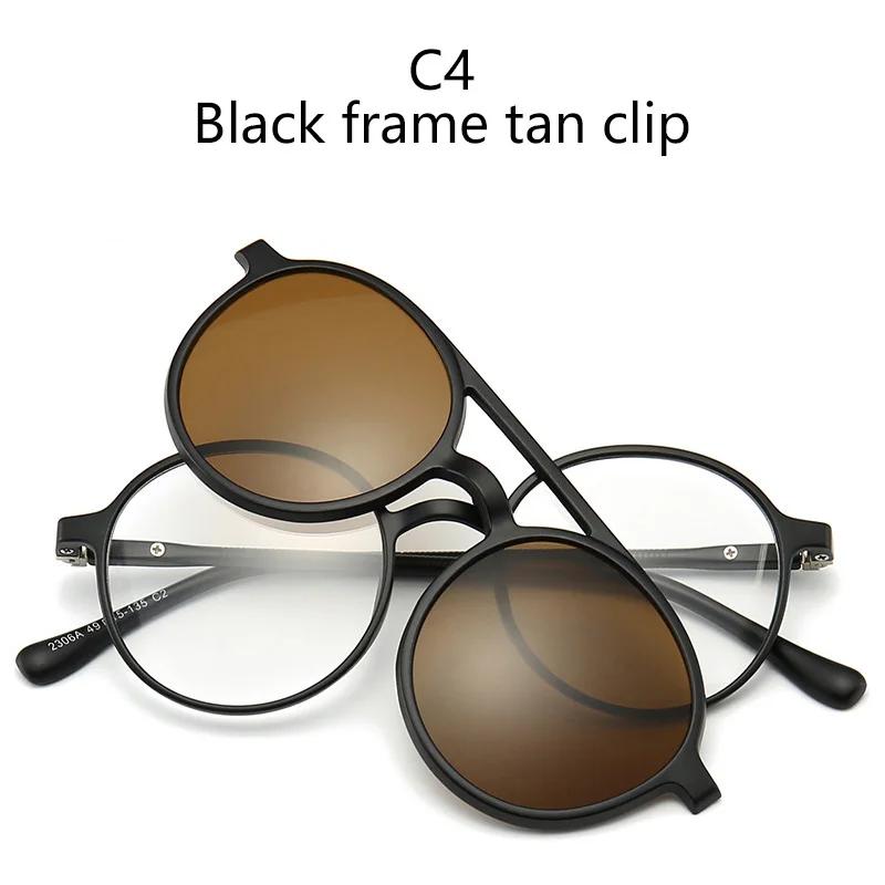 

Myopia Small Round Frame 6 In 1 Polarized Optical Magnetic Sunglasses Double Beams Clip on Magnet Prescription Custom 0