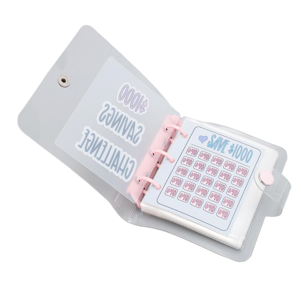1000 Savings Challenge Binder Multipurpose PVC Reusable Mini Budget Binder with Sticker for Money