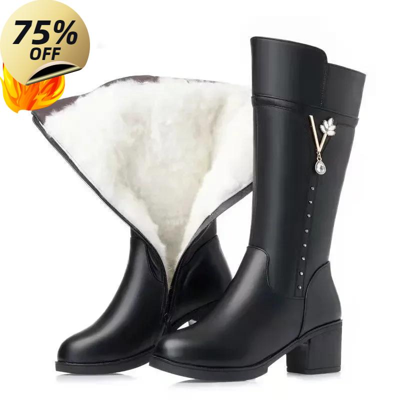 

Зимние короткие плюшевые сапоги на платформе, новые модные женские сапоги до колена с круглым носком, удобные женские сапоги до середины икры на квадратном каблуке 35 чёрный