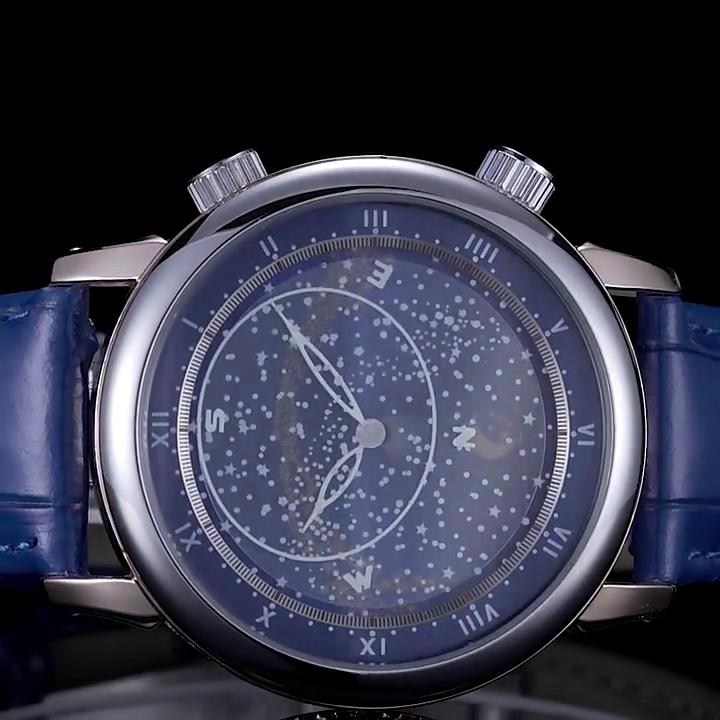 Paulareis Automatic Mechanical Leather Rotating Star Rose Gold Carved Watch for Men PP03