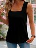 2026 European & American Women's Solid Color Knit Square Neck Pleated Vest - Summer Collection
