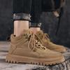 men's winter warm plus velvet British style tooling boots high-top leather men's shoes couple large size boots men'2024