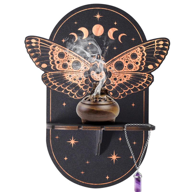 Black Crystal Display Stand Bohemian Hand Stand Witch Wooden Hanging Decorative Stand And Crystal Stone Shelving Wall Shelves