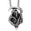 2023 Japanese & Korean Skull Scythe Pendant Necklace - Titanium Steel Punk Style for Men