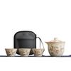 Ru Kiln Small Fresh Wisteria Flower Portable Qingyun Hand Grab Pot Kuaike Cup Dehua Ceramic Kung Fu Tea Set Gift Printing