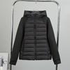 European and American cotton-padded clothes women's clothing splicing fashion down cotton-padded clothes jacket slim and thin stand-up collar cotton