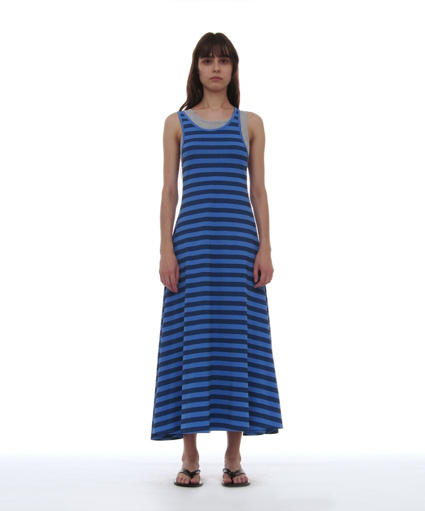 PARTIMENTO WOMEN Pwc Overlay Sleeveless Maxi Dress_Blue Stripe