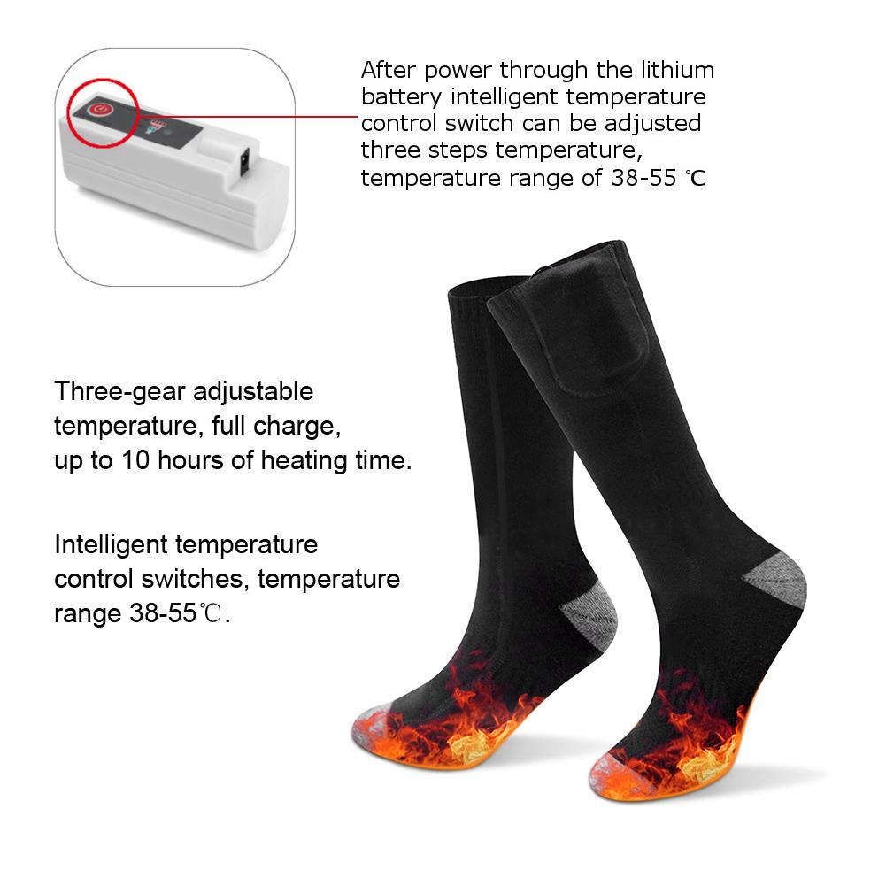 Washable Electric Heated Socks Rechargeable Battery Winter Foot Warmer Thermal SocksEU Plug 100-240V