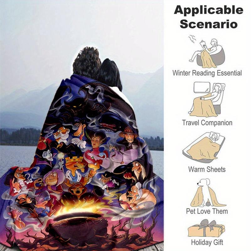 1pc. Disney Villains Blanket, Cartoon Characters Throw Blanket, Perfect Gift for Halloween Decorations, Home Decor, and Seasonal Festive Atm