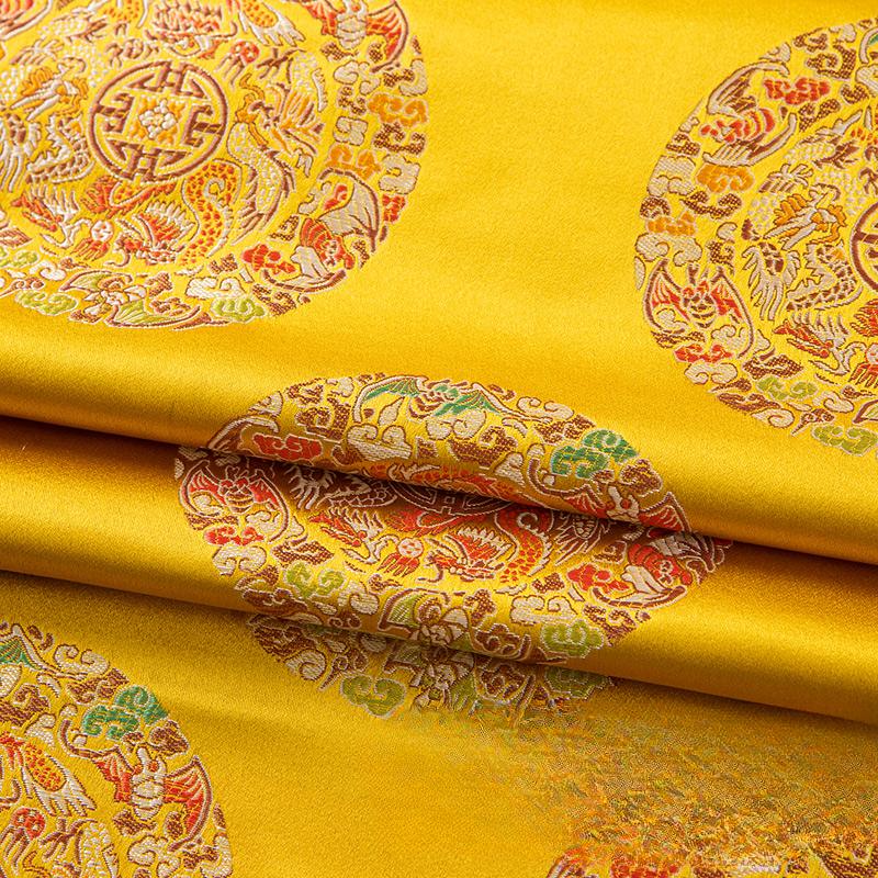 100x75cm Dragon Pattern Jacquard Brocade Fabric for Dresses Hanfu Cheongsam Pillowcases Upholstery Sewing Cloth Black Blue
