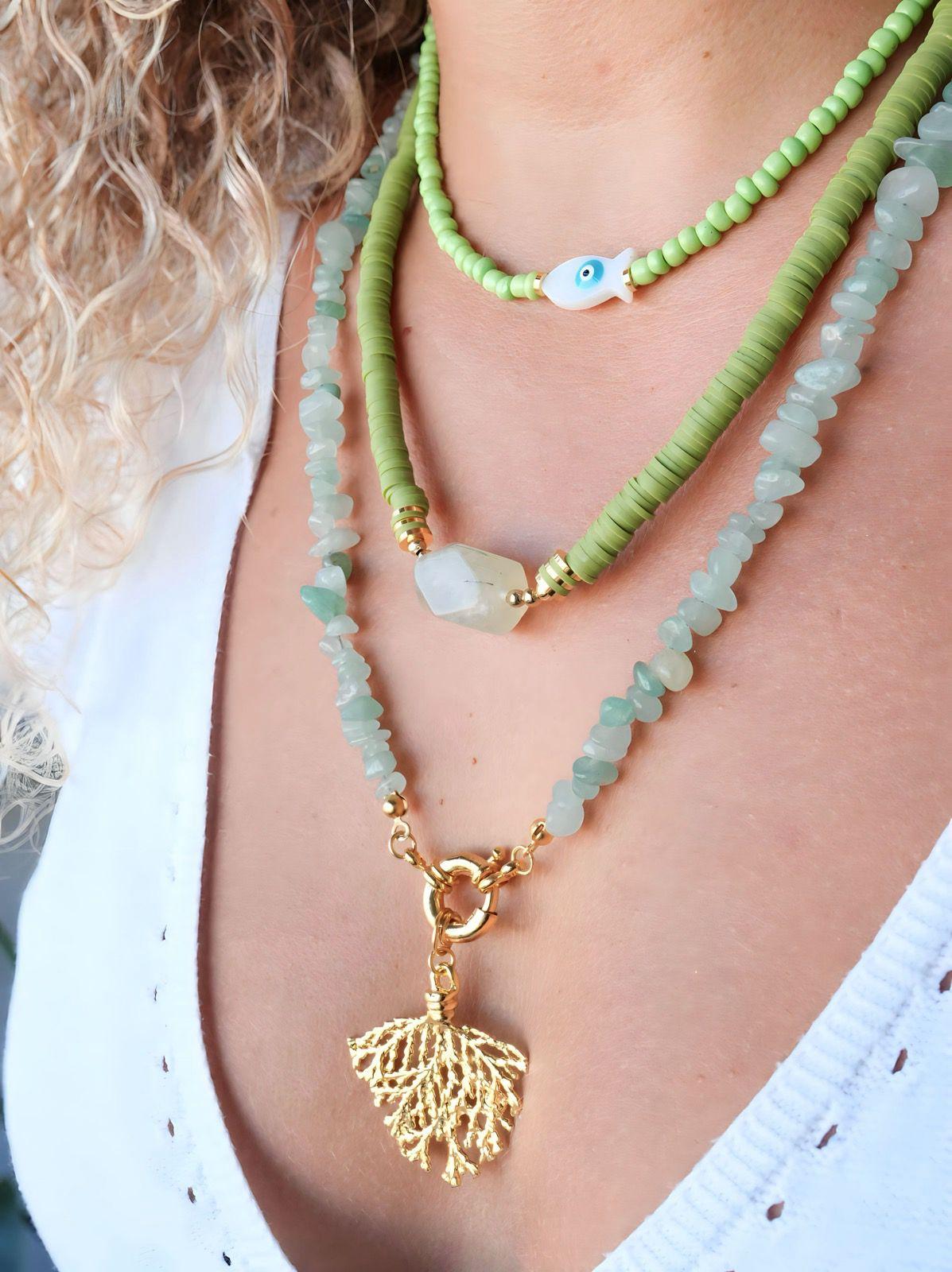 

Ожерелье с камнем авантюрин аквамарин