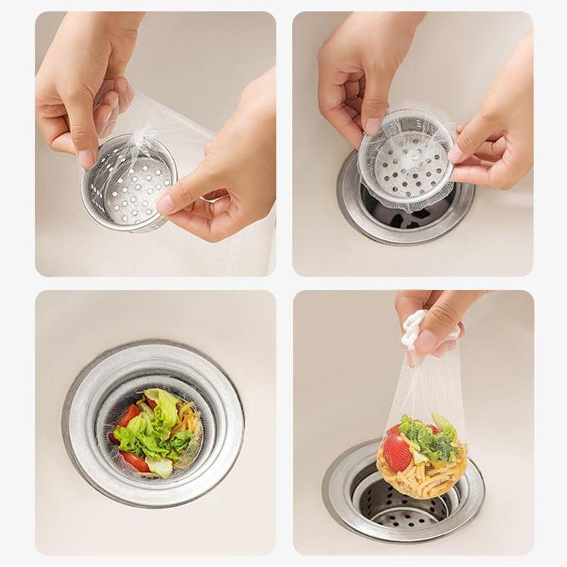 100Pcs Disposable Kitchen Sink Filtermesh Sewer Garbage Filter Meal Residue Pool Mesh Bag Drainage Screen Sink Garbage Net