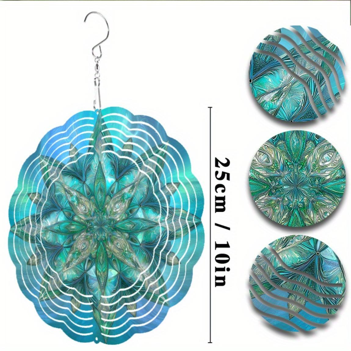 

Подвесной ветряной спиннер с дизайном из витражного стекла цвета морской волны, вращающийся на 360 градусов крюк, металлическая художественная скульптура для сада, патио, уличного декора, без батареек 01A