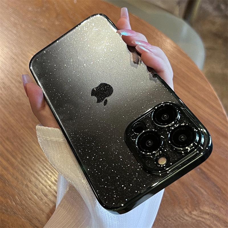 Sparkling Glitter Phone Case for iPhone 16 15 14 Pro Max, Luxury Electroplated Mirror Cover with Transparent TPU Bumper Shockproof