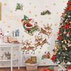 Adesivos de Parede Natalinos Caprichosos com Trenó do Papai Noel Removíveis Autoadesivos Renas Mini Casas para Sala de Estar Decoração de Entrada de Loja