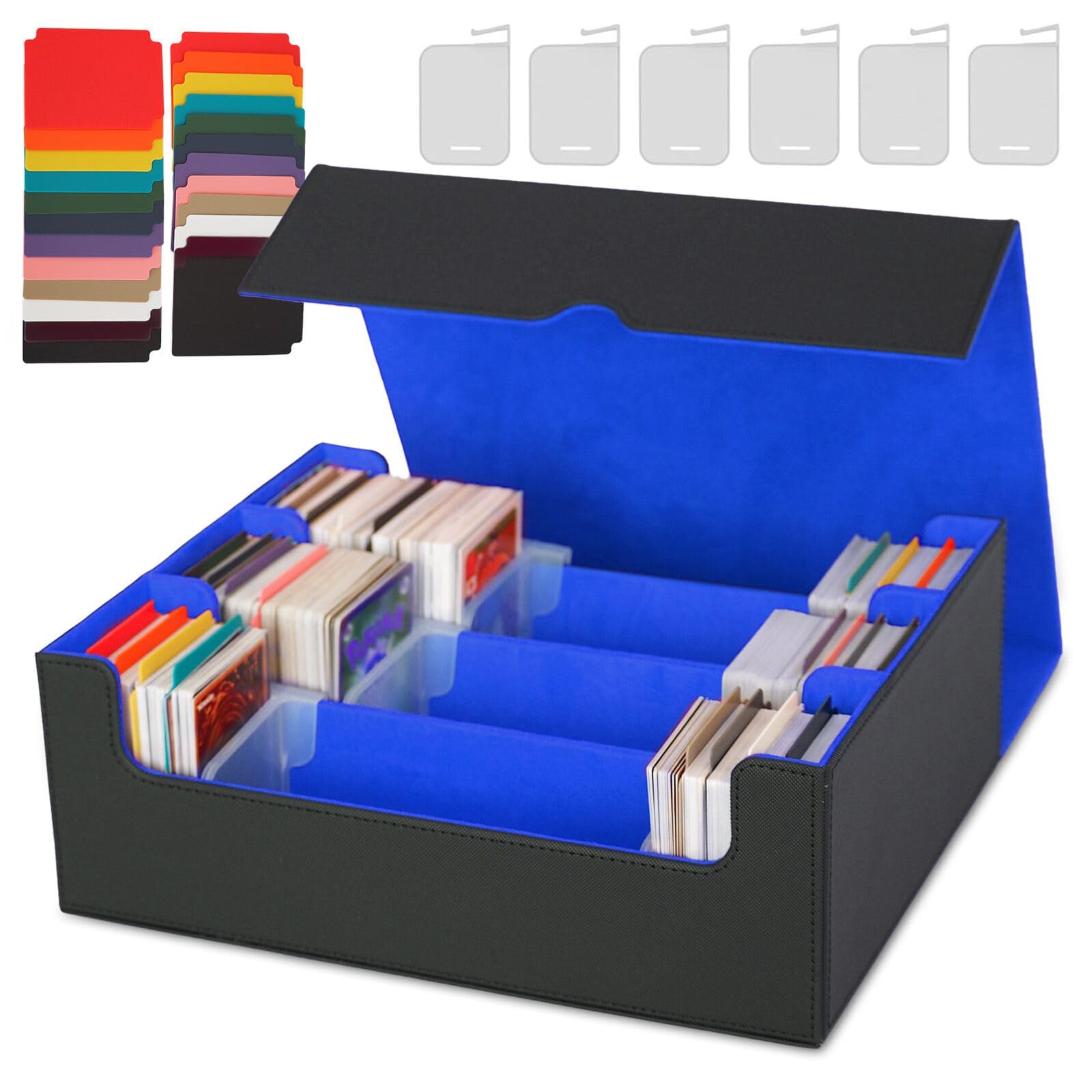 

The Place B Trading Card Case Box Holds over 2400 includes 24 index cards and 6 stand Compatible with The Duel and various other card [Improved Model]