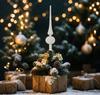 Long Pointed Flocking Plastic Christmas Tree Toppers Portable Easy Setups Festival Ornament for Indoor Decorations