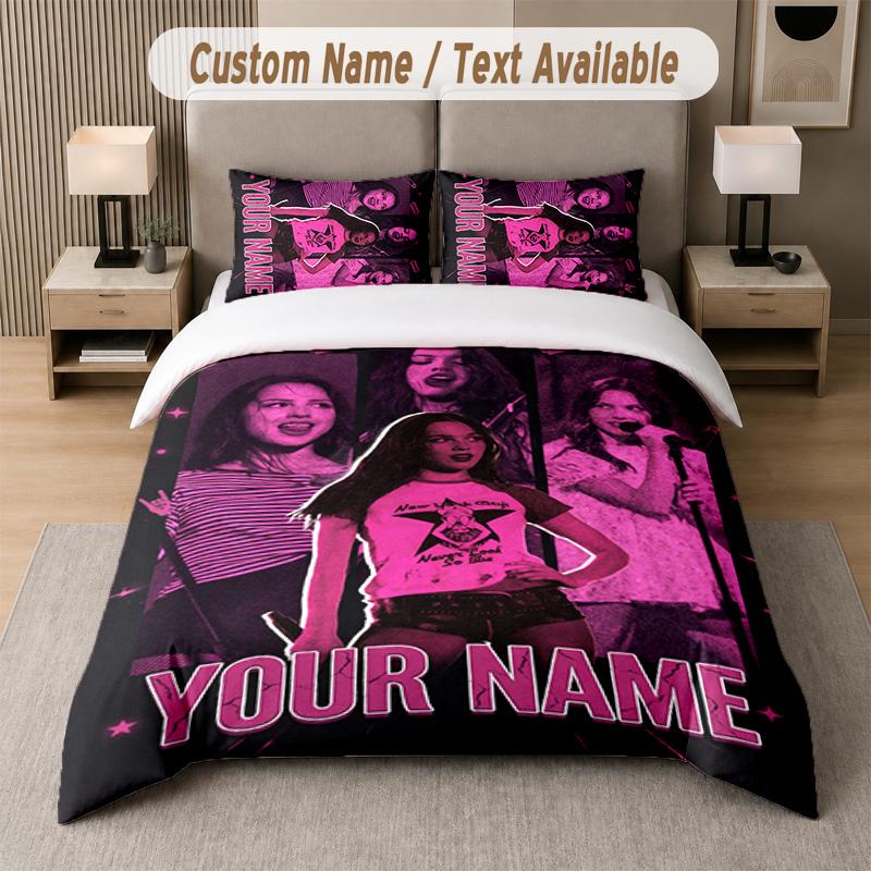 Olivia Rodrigo 3Pcs Bedding Set, Personalized Custom Name Text, 1 Duvet Cover & 2 Pillowcases For Bedroom