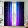 2Pcs Galaxy Star Space Blackout Curtains Blue Purple Cosmic Polyester Curtains For Living Spaces Machine Washable