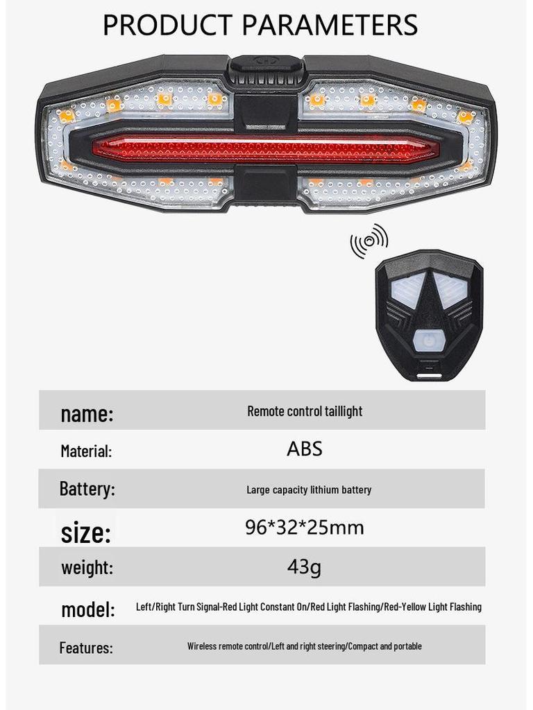 Wireless Remote Control Bicycle Turn Signal Light & Horn with USB Charging