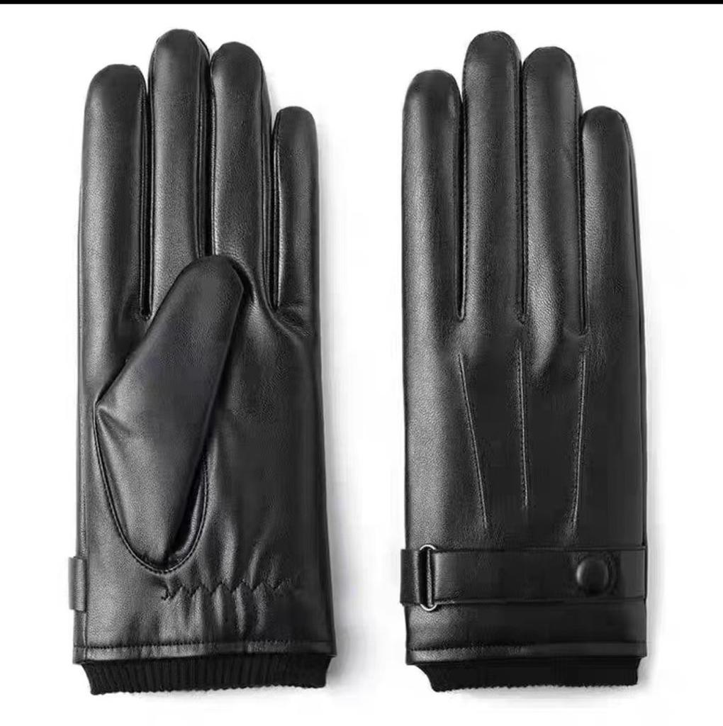 Mens Winter Pu Leather Touch Screen Gloves For Commuting And Cold Protection