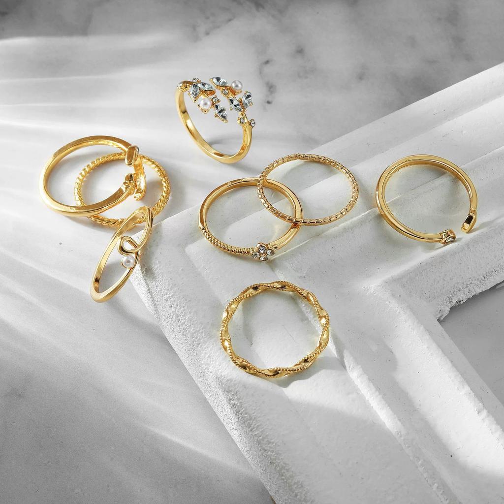 10 szt./zestaw Vintage Pierścionki na Palec z Cyrkoniami Gwiazda Księżyc Serce Liście Pierścionki na Kostki dla Kobiet Mężczyzn Prosty Geometryczny Pierścionek Biżuteria na Imprezę Boho