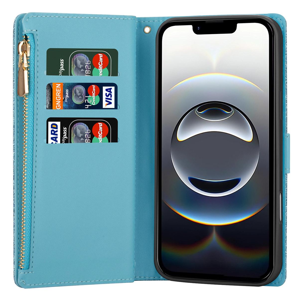 

For iPhone 16e Case Starry Sky Carving Leather Wallet Phone Cover Black